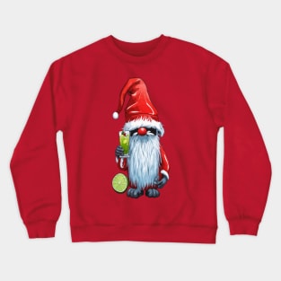 Nordic Nisse Gnome Gonk Holding A Glass Of‎ Lime Margarita Crewneck Sweatshirt